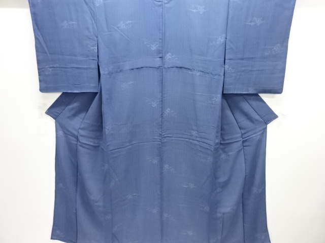 JAPANESE KIMONO / ANTIQUE HITOE KIMONO / SILK / GEORGETTE / STRIPE & FLORAL PLANTS